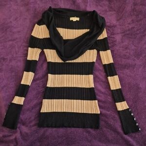 It's Our Time Holiday Striped Metallic Sweater